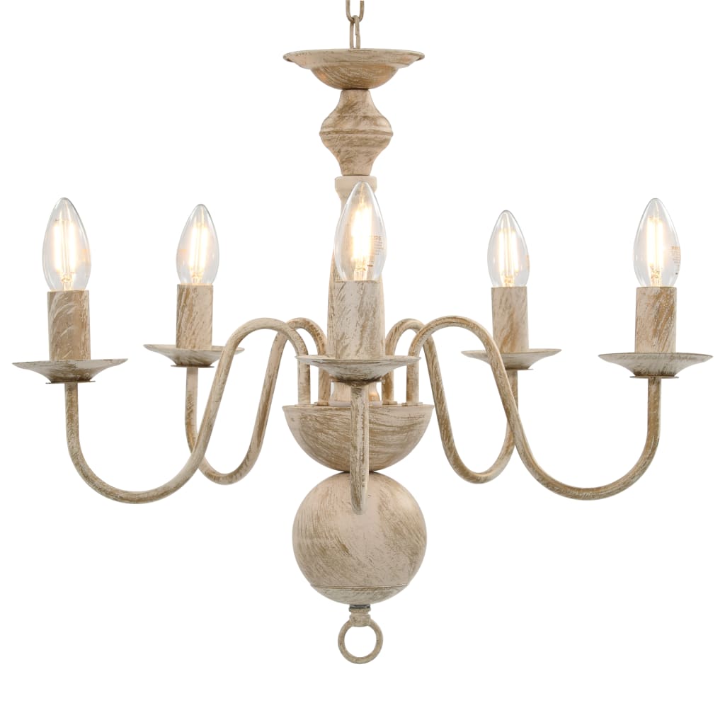 Vidaxl - Lustre Blanc Antique 5 Ampoules E14