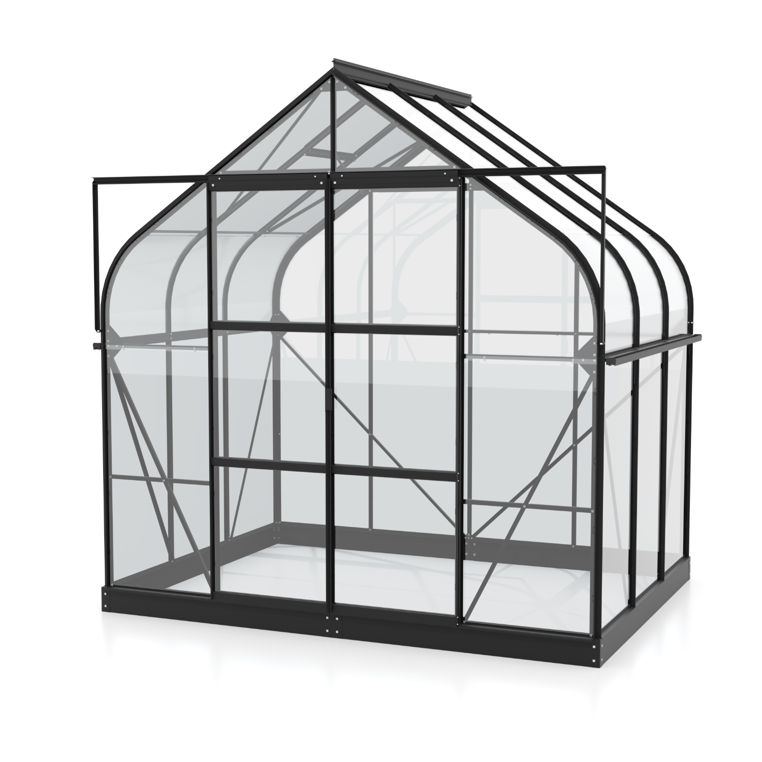 Vitavia Gewächshaus Dione/Diana 5000 inkl. 1 Dachfenster und Stahlfundamentrahmen- 5,0 m² 3 mm Einscheibensicherheitsglas schwarz - Image 2