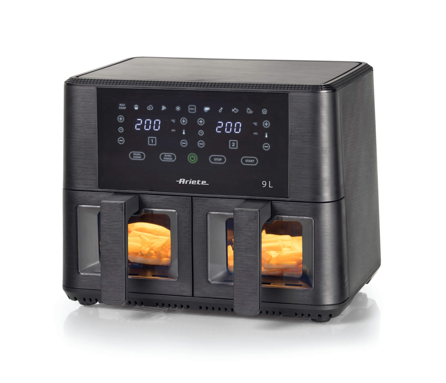 Ariete Schwarz 4631 Doppel-Heißluftfritteuse, 9 L, 2400 W,