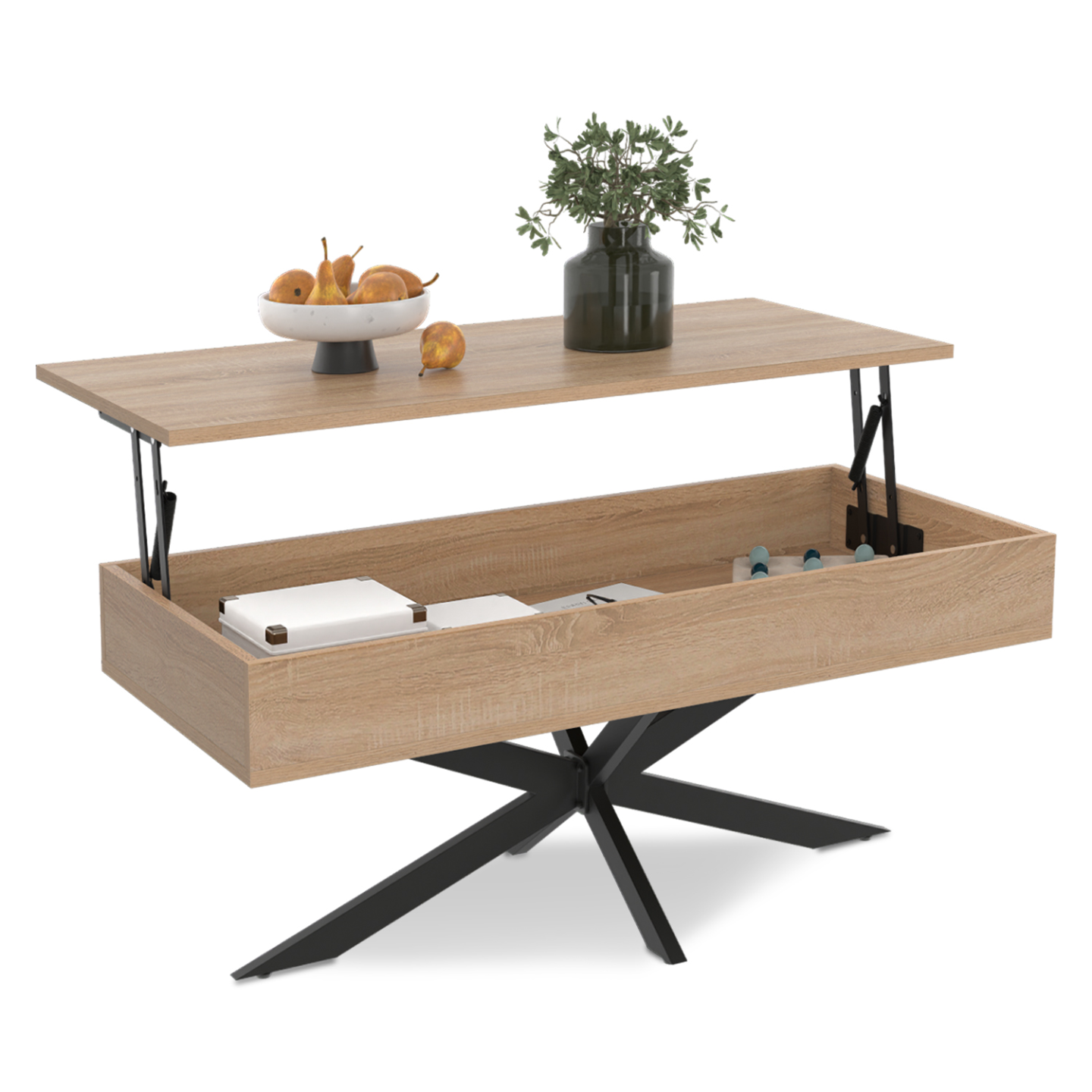 Idmarket - Table Basse Rectangulaire Alix 100 Cm Plateau Relevable Pied