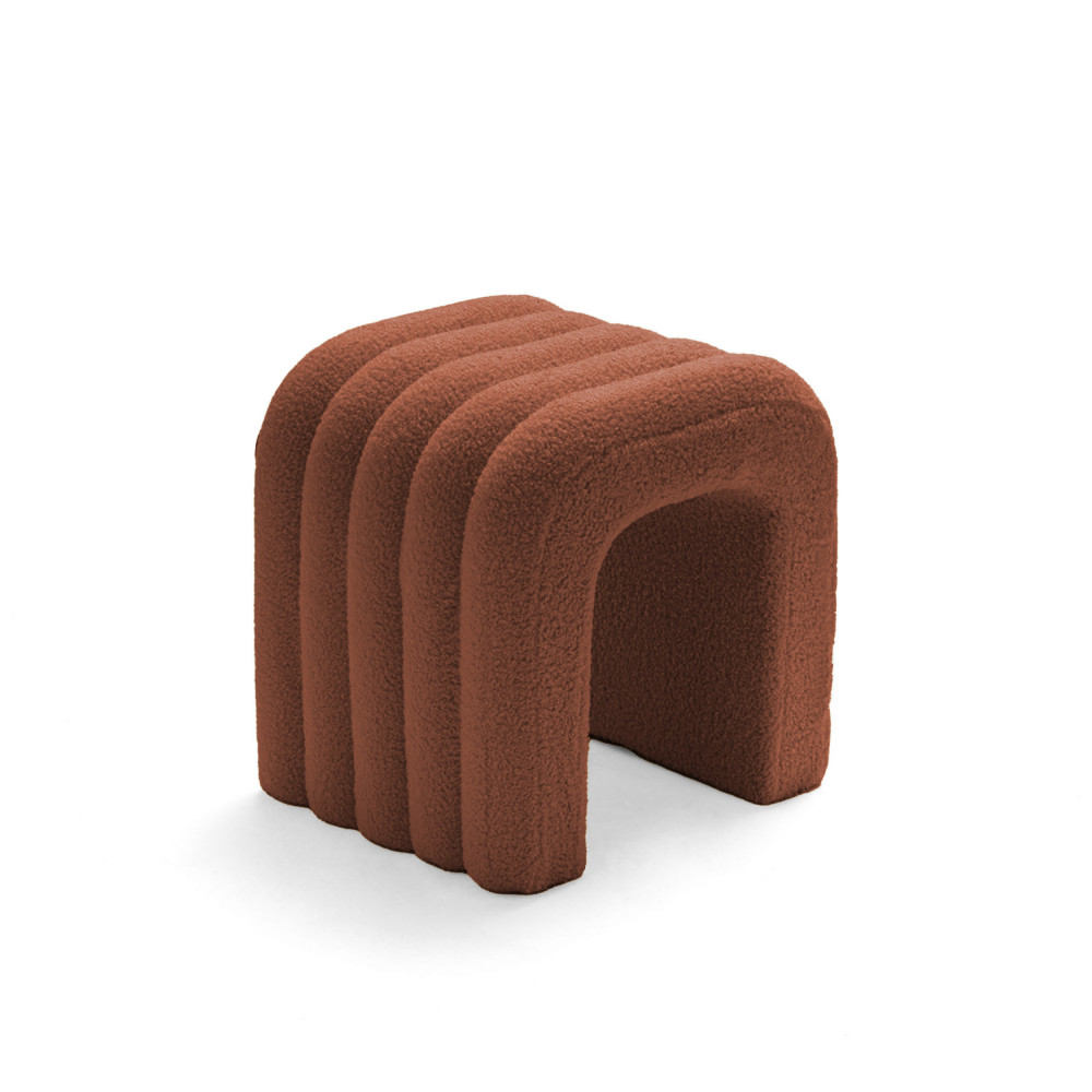Tabouret Rembourré En Tissu Bouclette - Rouille - Mui