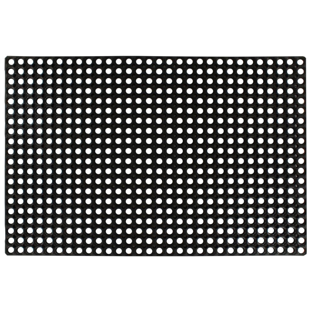 Tapis en caoutchouc noir antidérapant 80 x 120 cm, épaisseur 22 mm, intérieur et extérieur