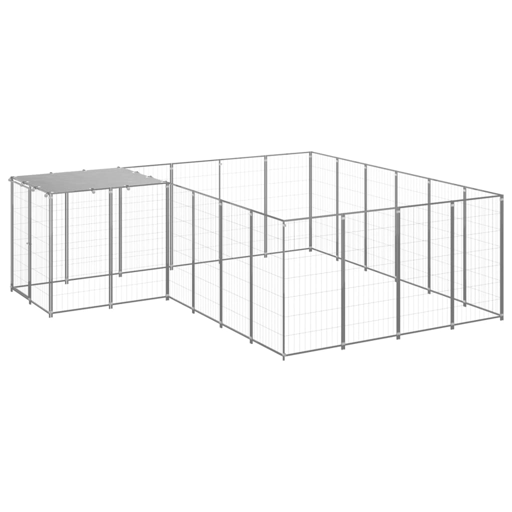 Vidaxl Grau Hundezwinger Silbern 8,47 M² Stahl