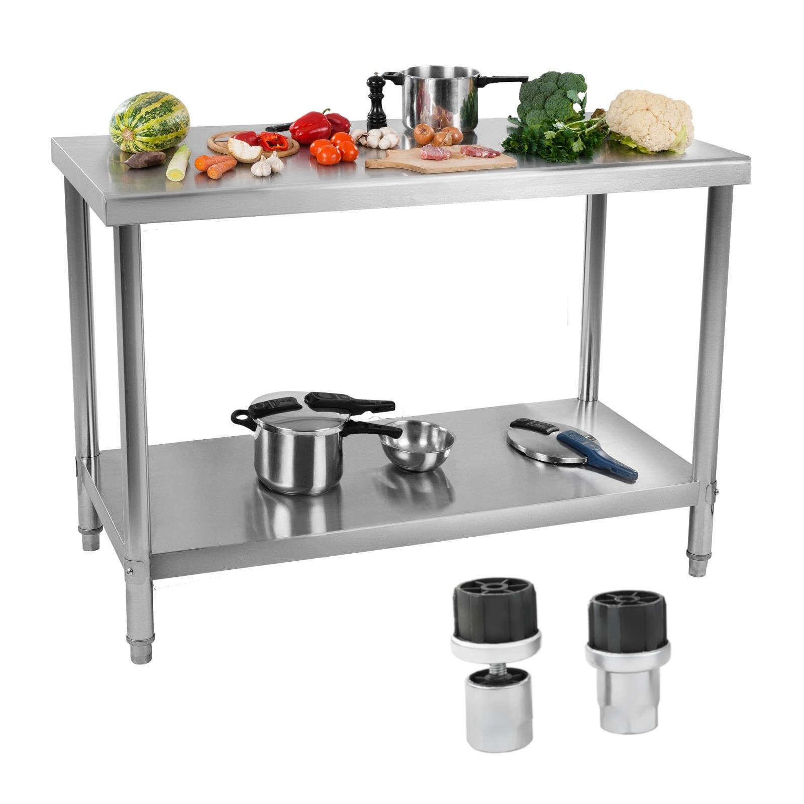 Royal Catering Arbeitstisch Neu Edelstahl Gastro Tisch Edelstahltisch Boden 1x0, 6m