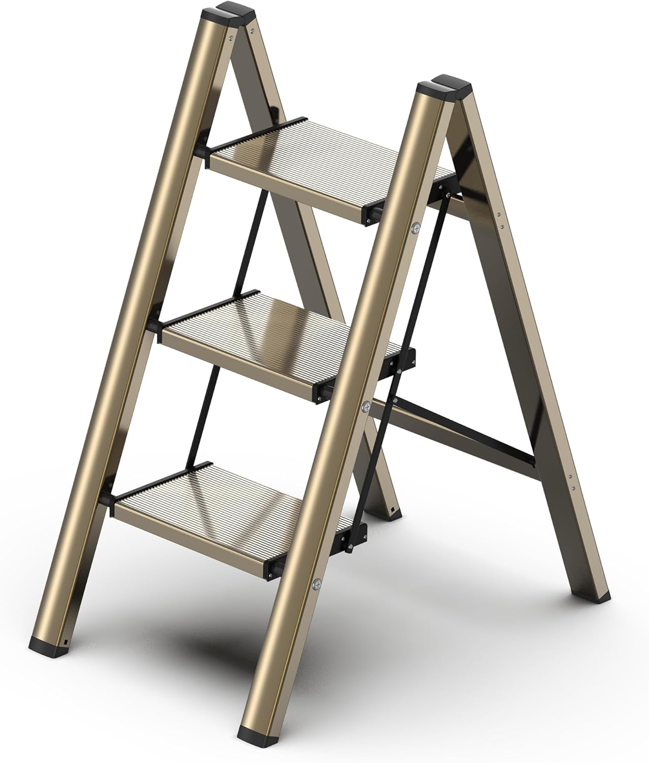 Escabeau 3 Marches Tabouret Pliable À Pédale Large Anti Domestiques