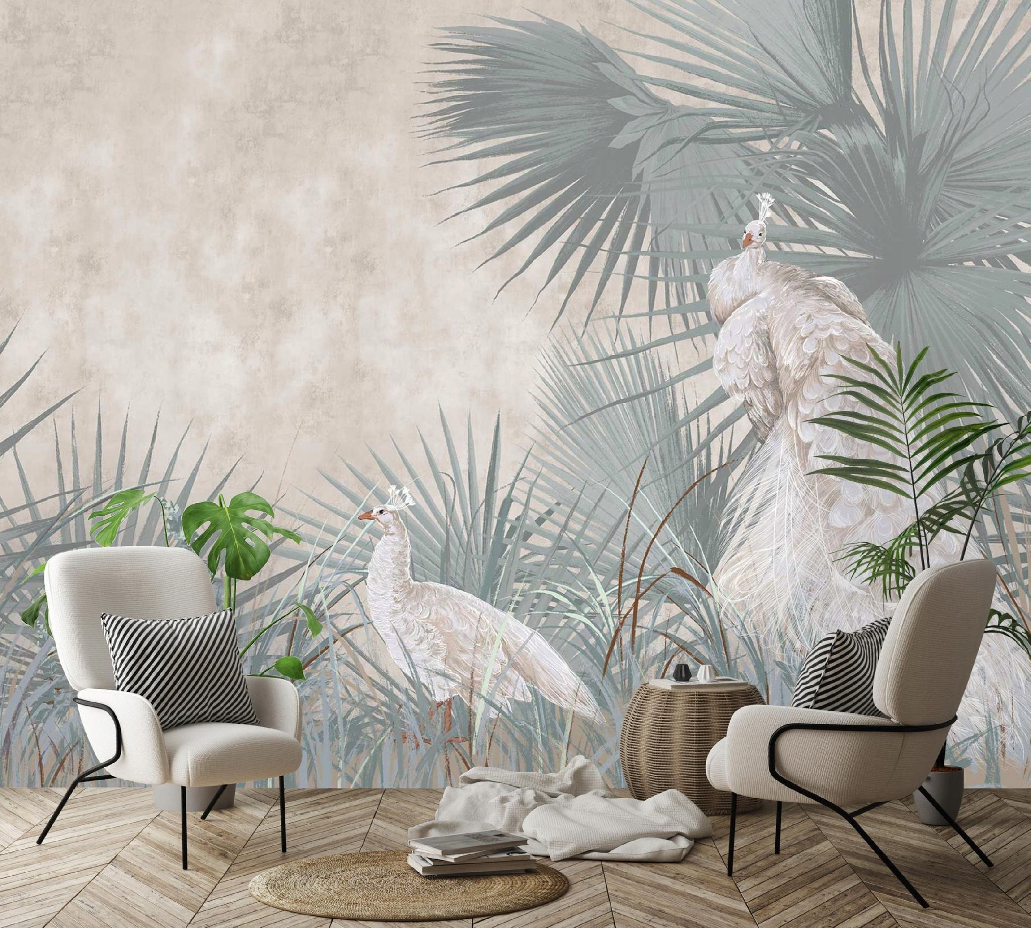 Wallarena Vlies Fototapete Blätter 300x210 Cm, Tapeten, Für Wohn Und Schlafzimmer, Vliestapete Wandtapete Tapete 3d Effekt- Inkl. Kleister - Vögel Tropisch