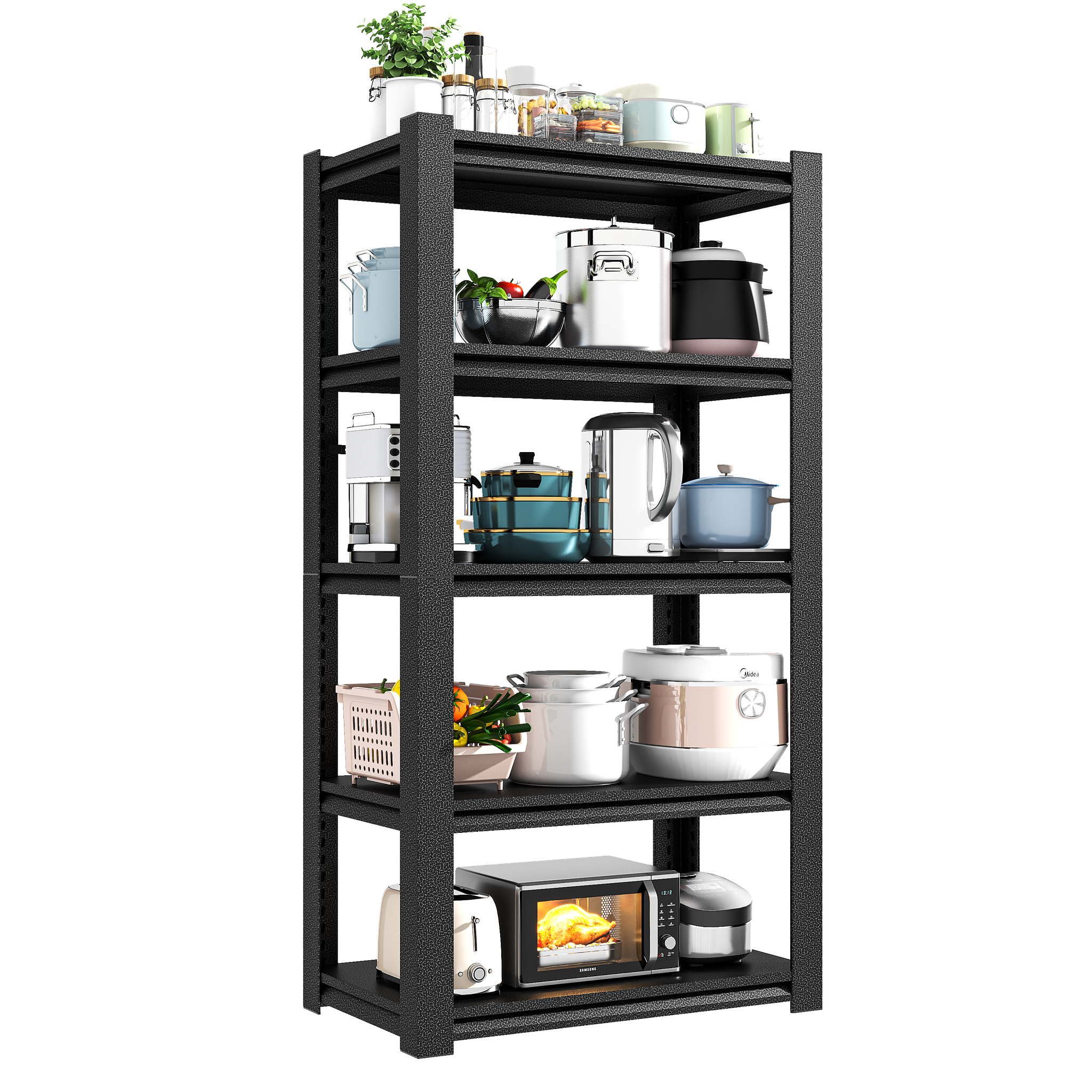 Étagère métallique 5 niveaux réglable, 907 kg, 183 x 90 x 40 cm, noir