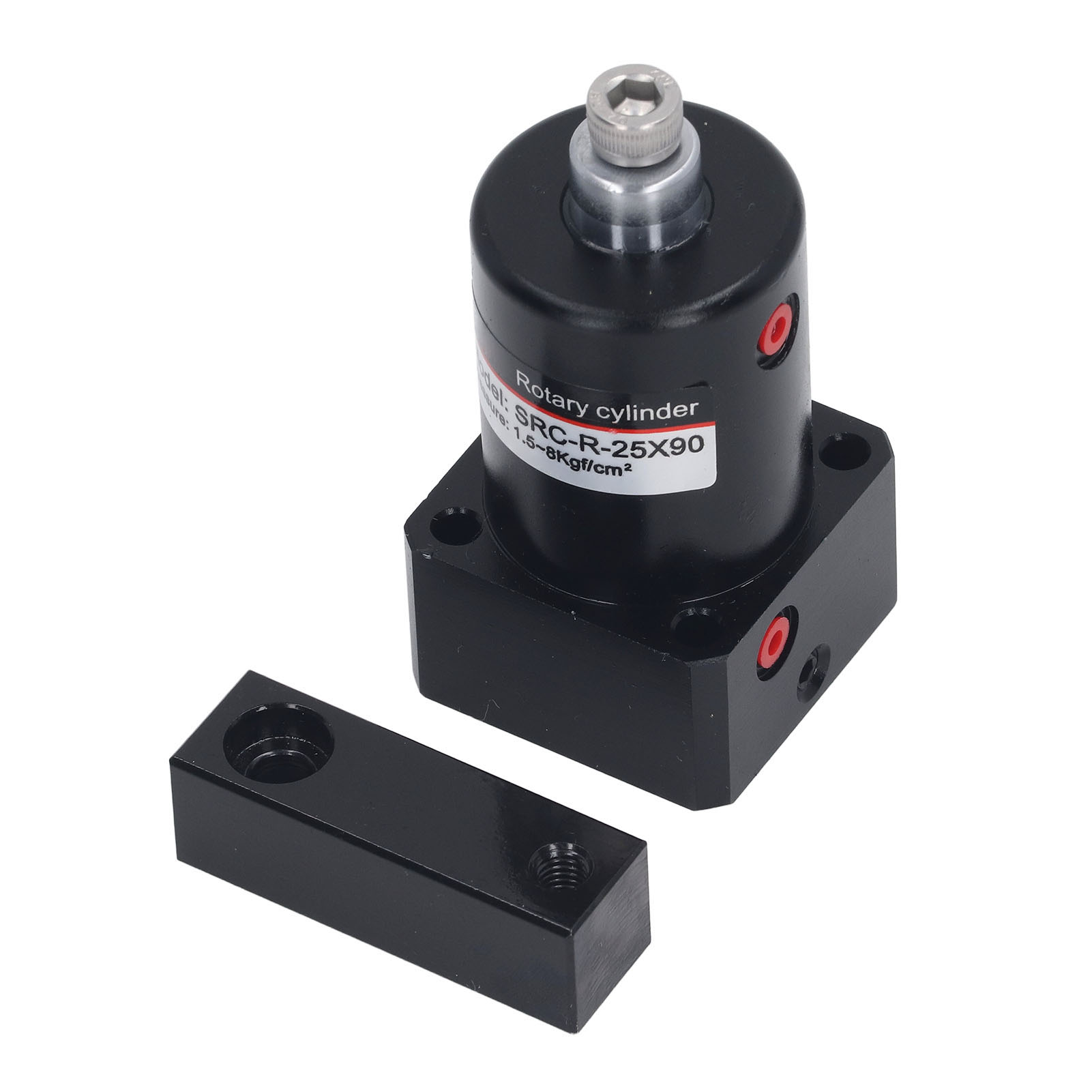 Cylindre pneumatique rotatif 90° pour serrage d'angle, alliage d'aluminium, diamètre 25 mm