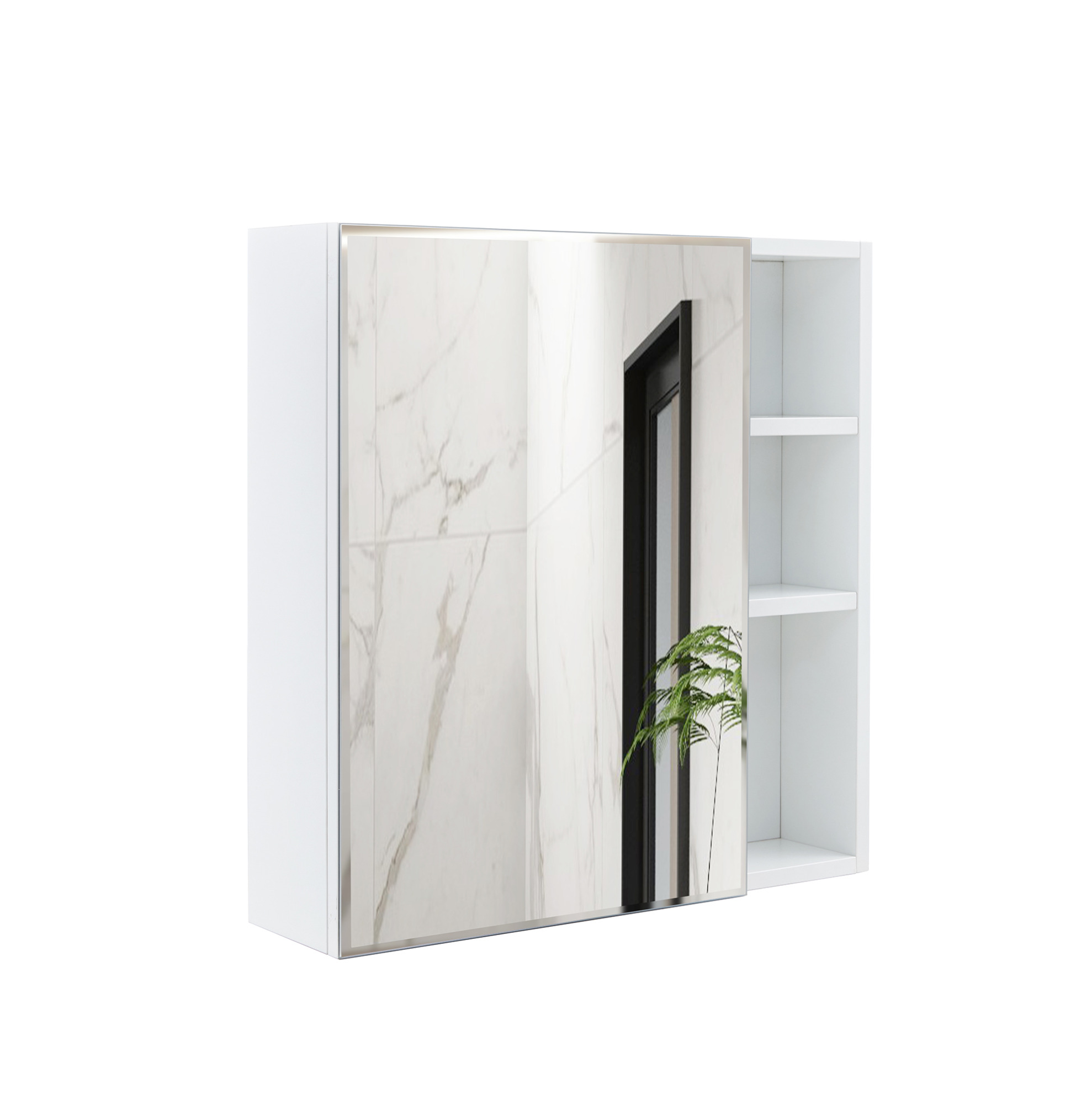 Modenuit Wandspiegelschrank 55 X 56 X 13 Cm Aus Weißem Mdf Mit Sicherheitsspiegelglas-tür