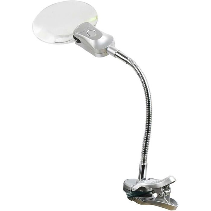 Loupe à pince avec lampe LED flexible, pour lecture et broderie
