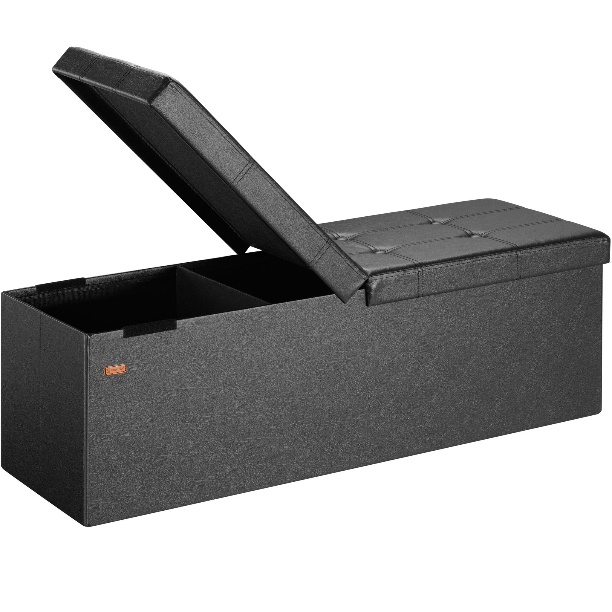 Casaria® Sitzbank Mit Stauraum Faltbar Gepolstert Deckel Schlafzimmer Wohnzimmer Flur Sitztruhe Truhenbank Polsterbank Xl - Schwarz