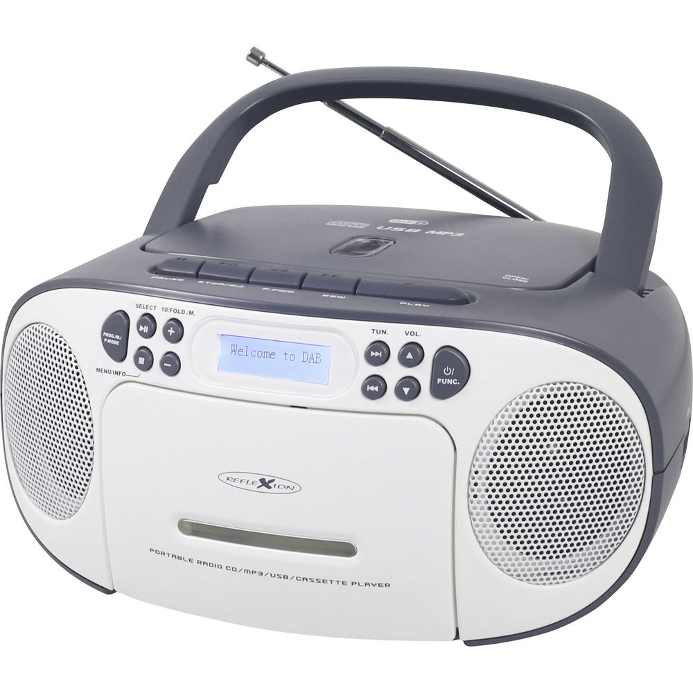 Reflexion RCR2260DAB/GR, Tragbares CD/MP3-Cassetten-USB-DAB+-Stereo Radio (2x12 Watt max. Musikleistung) 3,5 mm AUX-IN Anschluss und 3,5mm Kopfhörerausgang, Digitales LCD-Display,Grau - Bild 3
