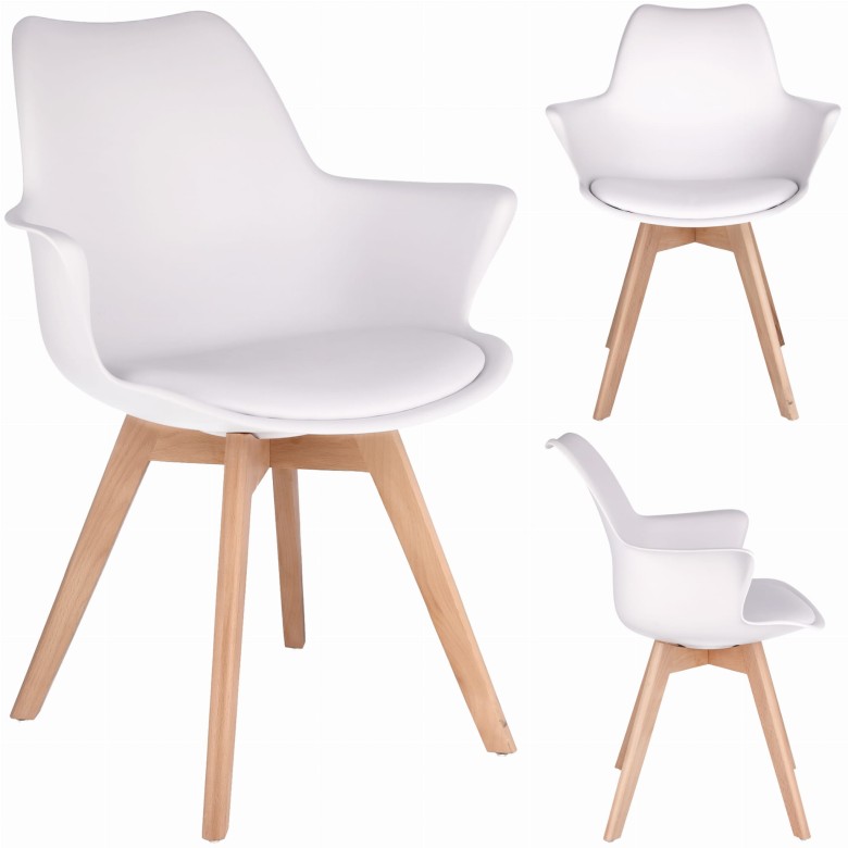 Chaise Orlean, Scandinave, Plastique, Éco-cuir Blanc