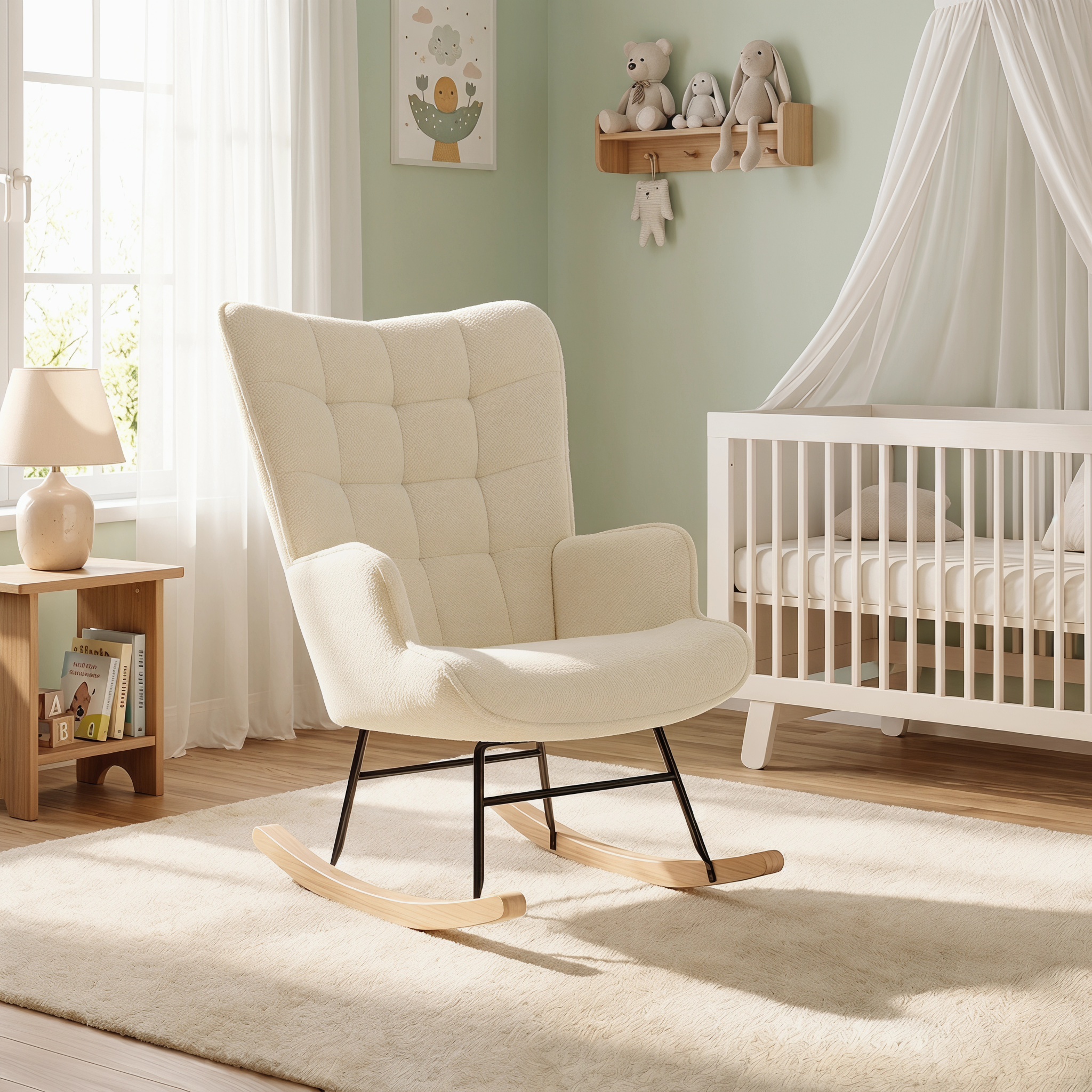 Rocking Chair Fauteuil À Bascule En Polaire Teddy - Fauteuil