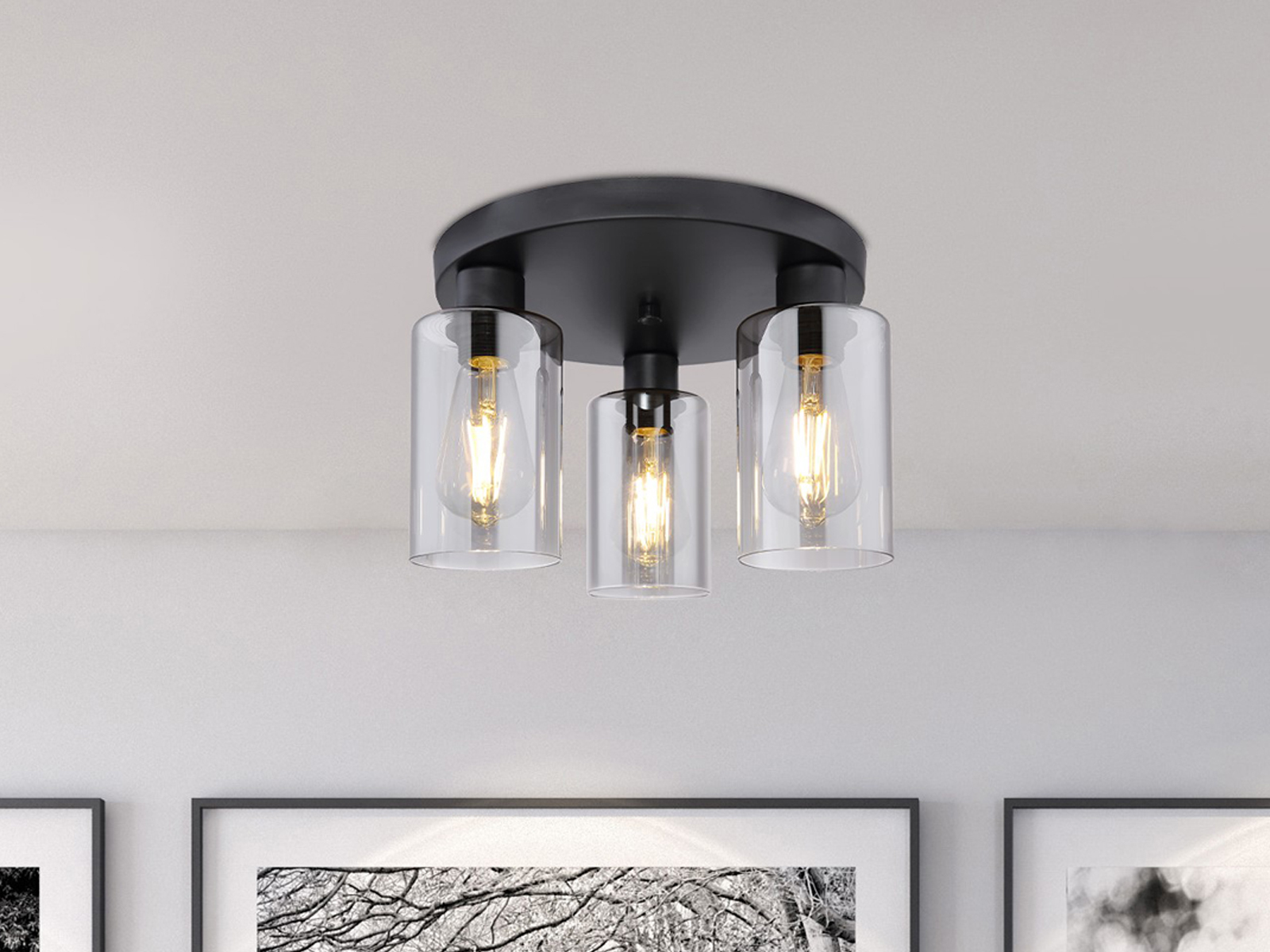 Globo Schwarz Lighting Deckenleuchte "Hadera", 1 Stk., Leuchten, Deckenlampe/Glas Ruchfarben/Wohnzimmer/Flur/Ø: 340Mm, Deckenleuchte - Bild 5