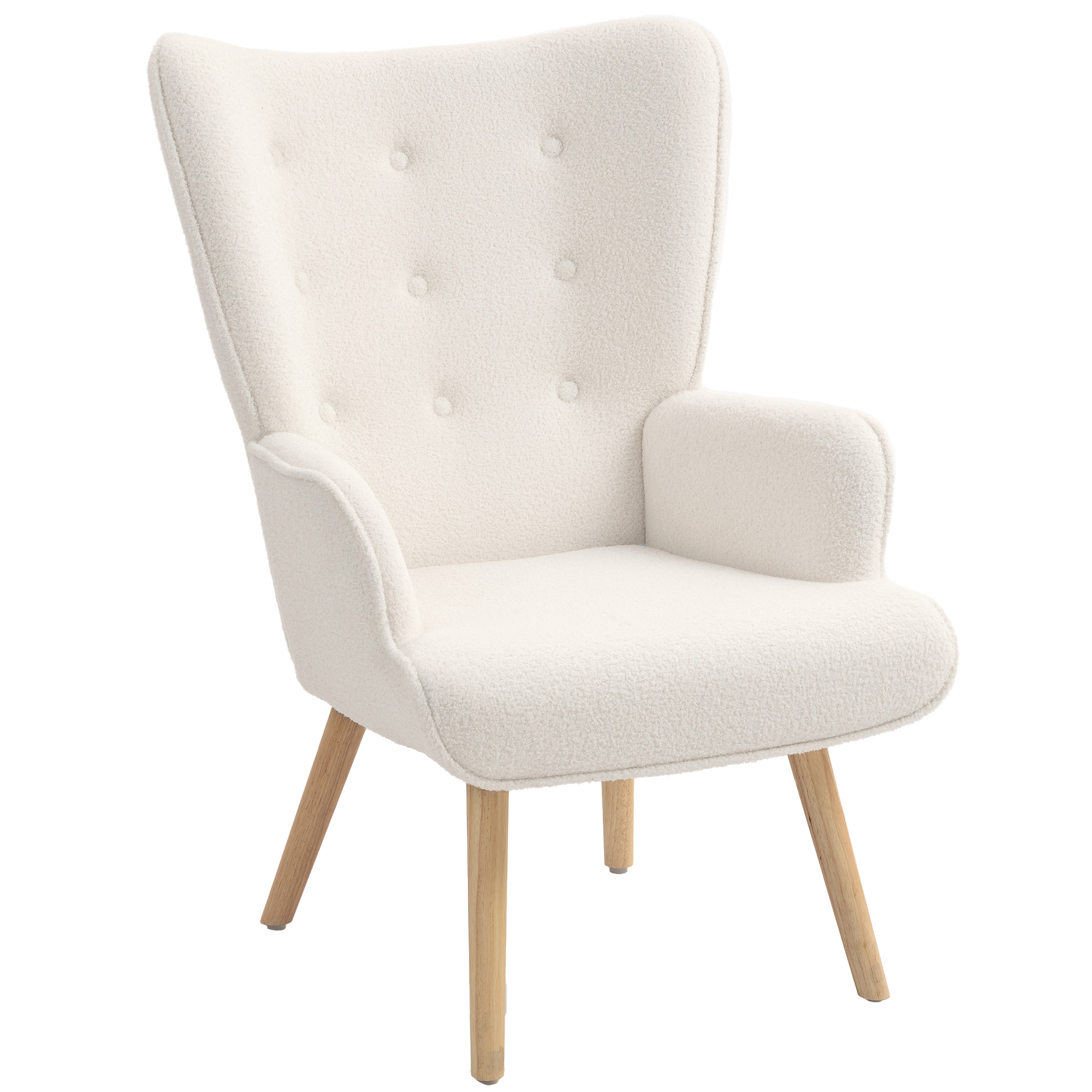 Homcom - Fauteuil À Oreilles Style Nordique Piètement Bois Effet Laine