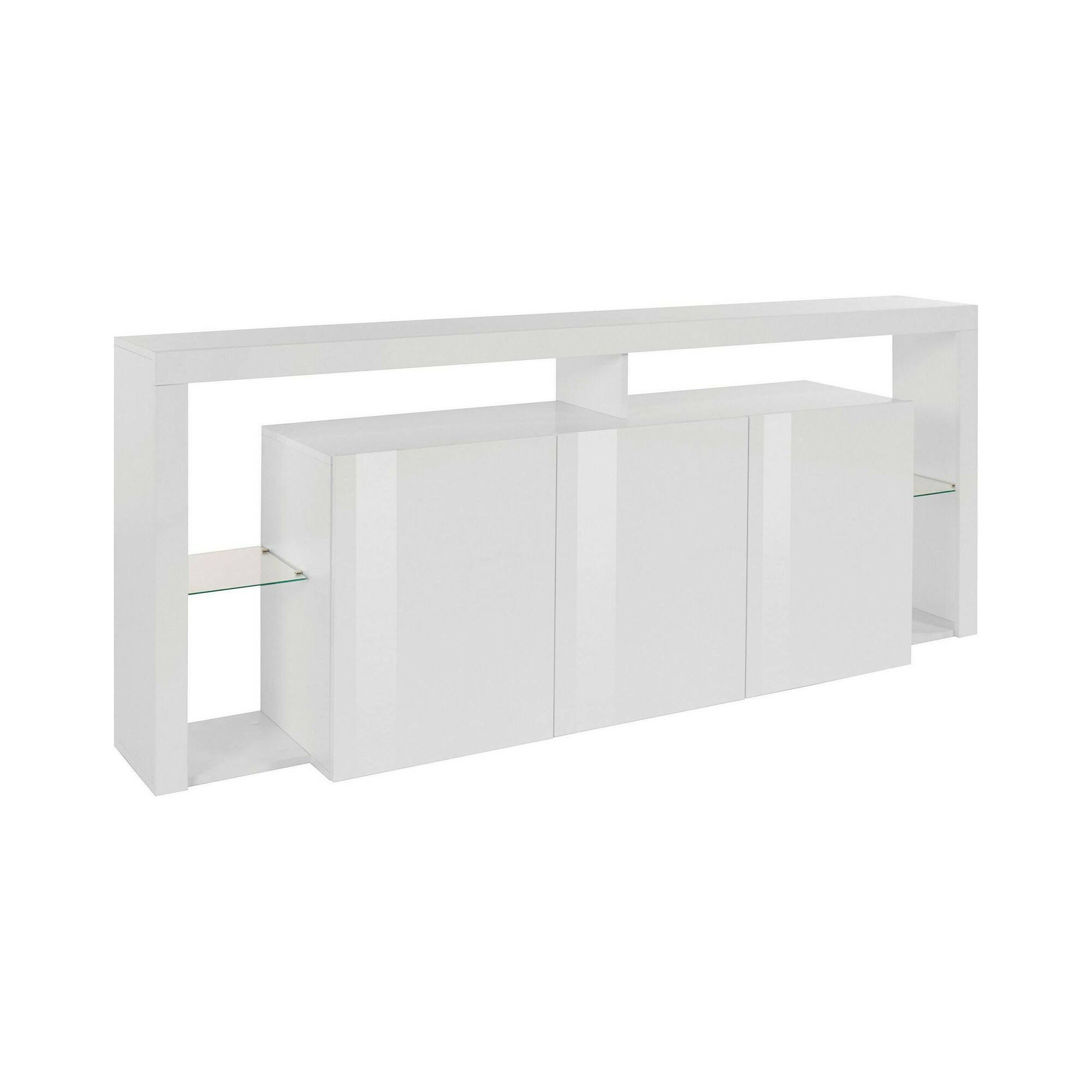 Dmora - Ddariv Buffet, Buffet De Salon 3 Portes, Buffet De Salon, Buffet Moderne, 200x40h80 Cm, Blanc Brillant