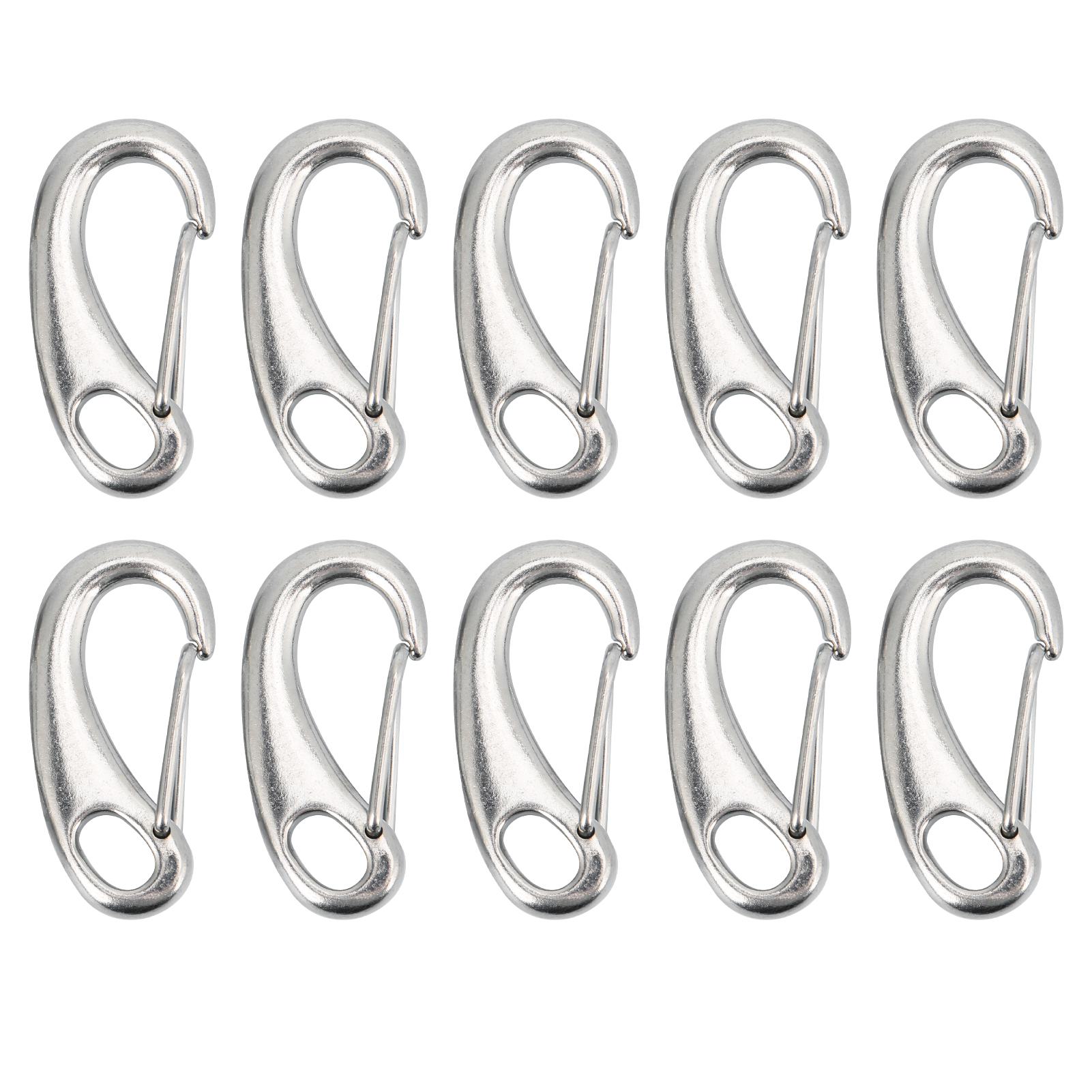 Mousqueton à ressort 30 mm en acier inoxydable qualité marine, lot de 10