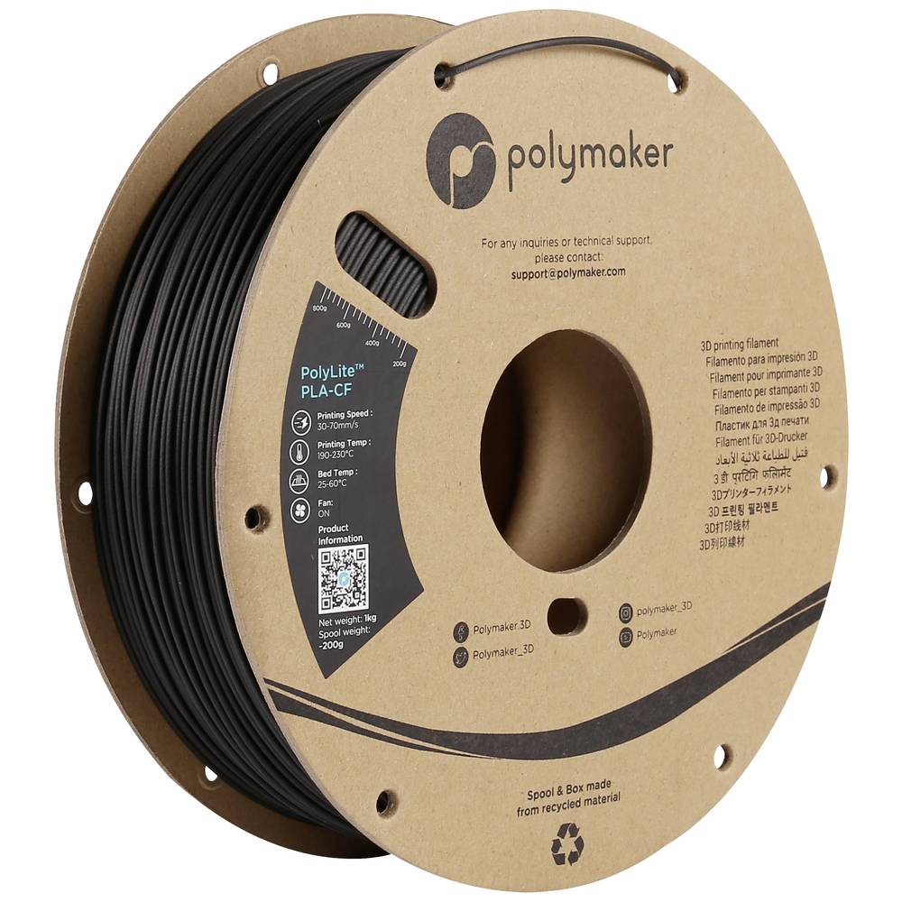 Polymaker PA10001 PolyLite Filament PLA-CF 1.75mm 1Kg Black