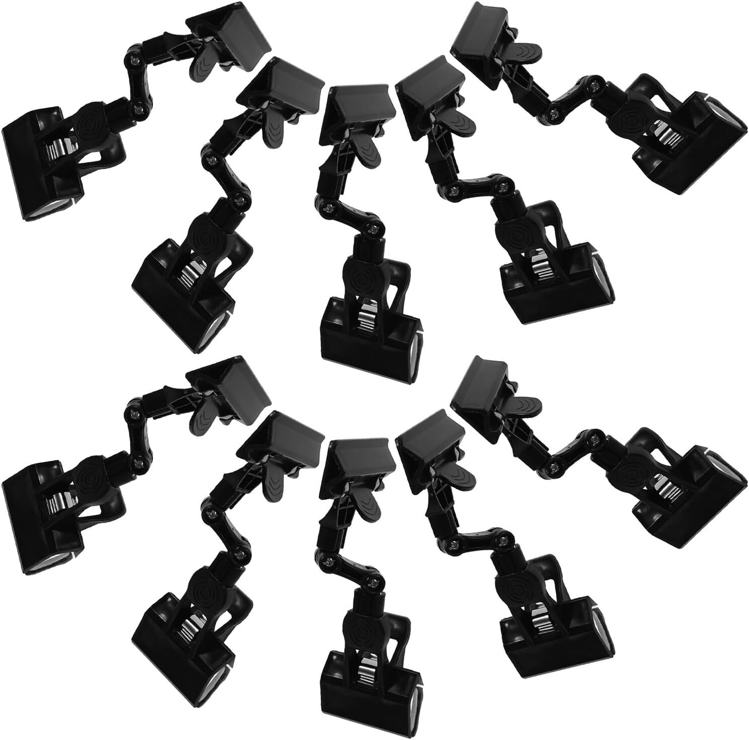 Porte-étiquettes à double clip pour panneaux, fixation stable, noir, lot de 2