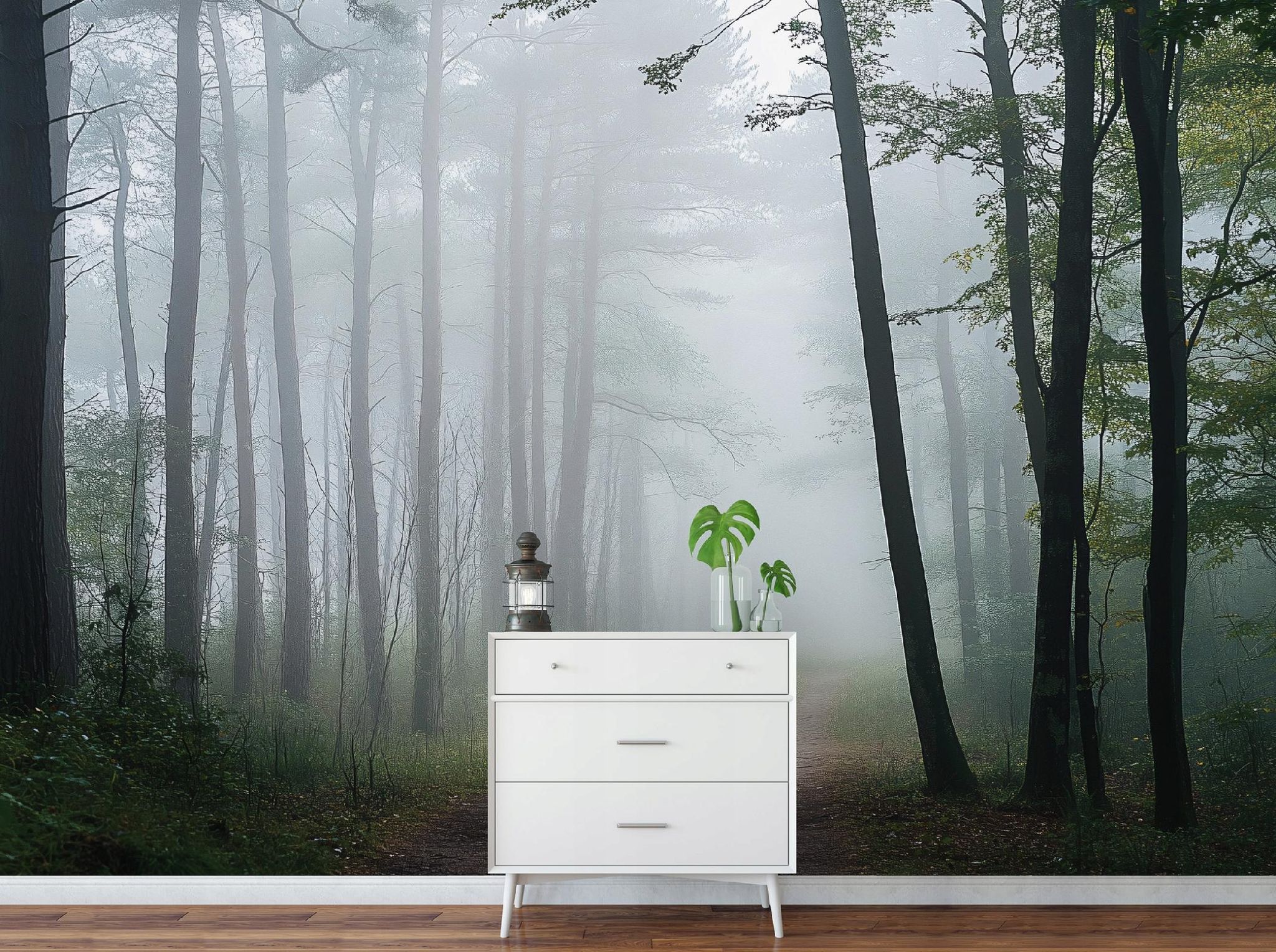 Wallarena Vlies Fototapete Wald Nebel 400x280 Cm, Tapeten, Für Wohn Und Schlafzimmer, Vliestapete Wandtapete Tapete 3d Effekt- Inkl. Kleister - Landschaft