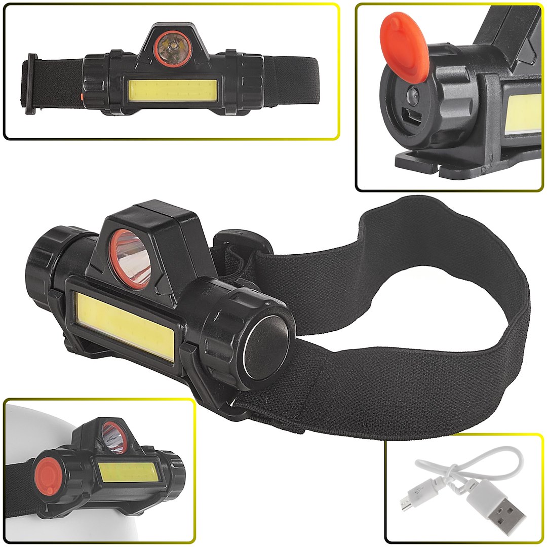 Import Stirnlampe Mit Drehbarem Kopf, Led Cob 3w + Xpe 800mah, Ip20 (240)