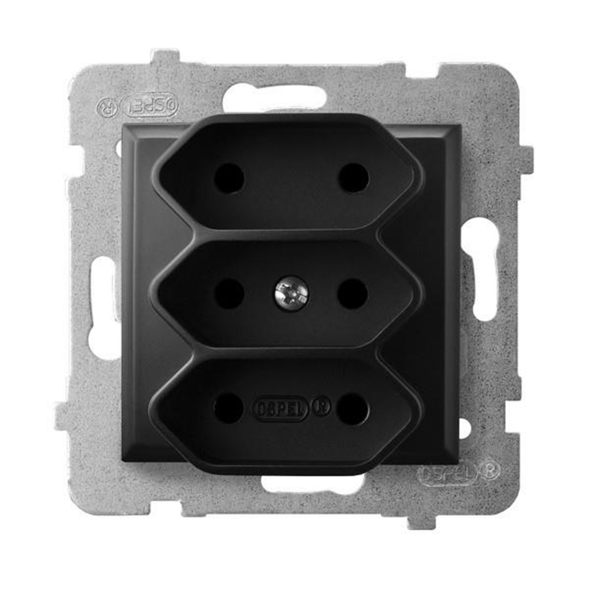 Ospel Schwarz Aria Dreifach-Eurosteckdose Metallic Gp-3U/M/33