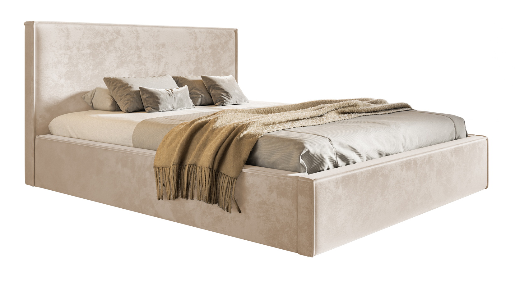 Lit Coffre 200x200 Kyoto Avec Cadre En Métal - Lit Rembourré Avec Tissu