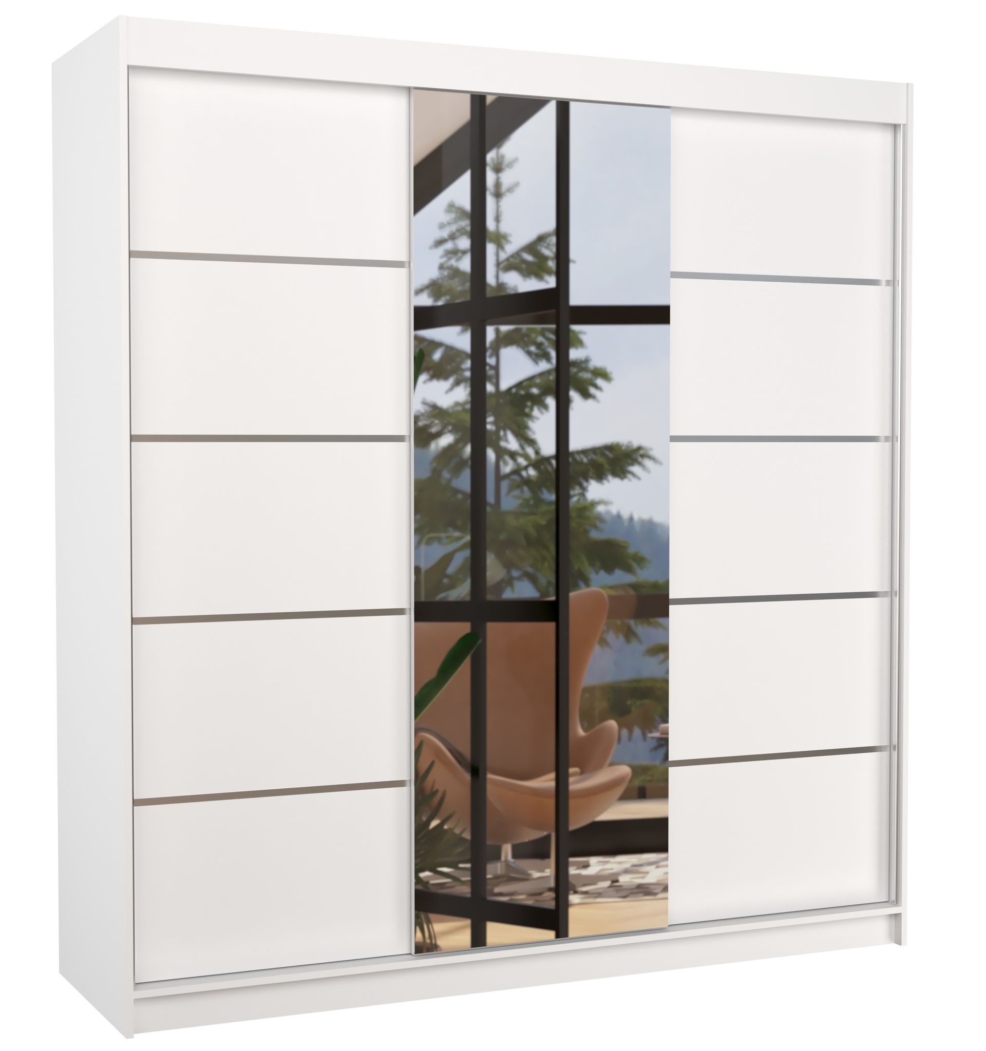 Les Tendances - Armoire Chambre Adulte 2 Portes Coulissantes Bois Blanc