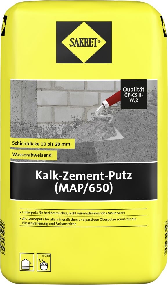 SAKRET Kalk-Zement-Putz (MAP/650) 25 kg Sack grau 1,0 mm - Image 2
