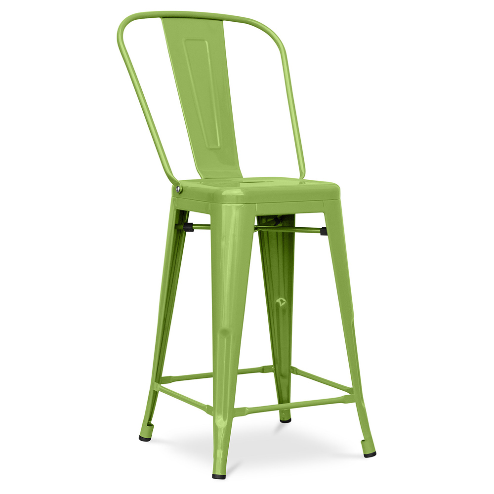 Privatefloor - Tabouret De Bar Avec Dossier - Design Industriel - 60cm
