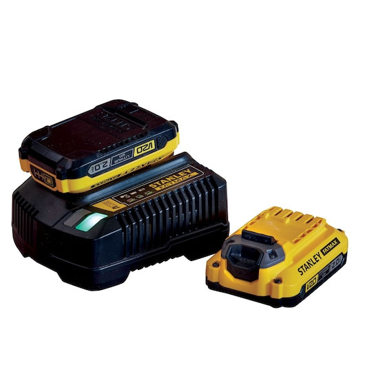 Stanley Lithium-Ionen-Batterien Und Ladegerã¤T, Set Aus 2 Batterien 18V 2Ah Und Ladegerã¤T 18V 2Ah Â€“ Fatmax V20 Serie Sfmcb12d2-Qw