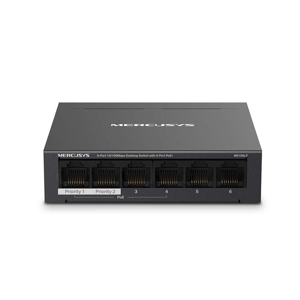 TP-Link Mercusys MS106LP PoE+ Switch 6 Ports mit 4 PoE+, 30W für PoE Port, 40W an Allen Ports, 802.3af/at, 2 Uplink Ports für Internet und NVR, Metallgehäuse, Ethernet-Splitter, Plug & Play - Bild 7