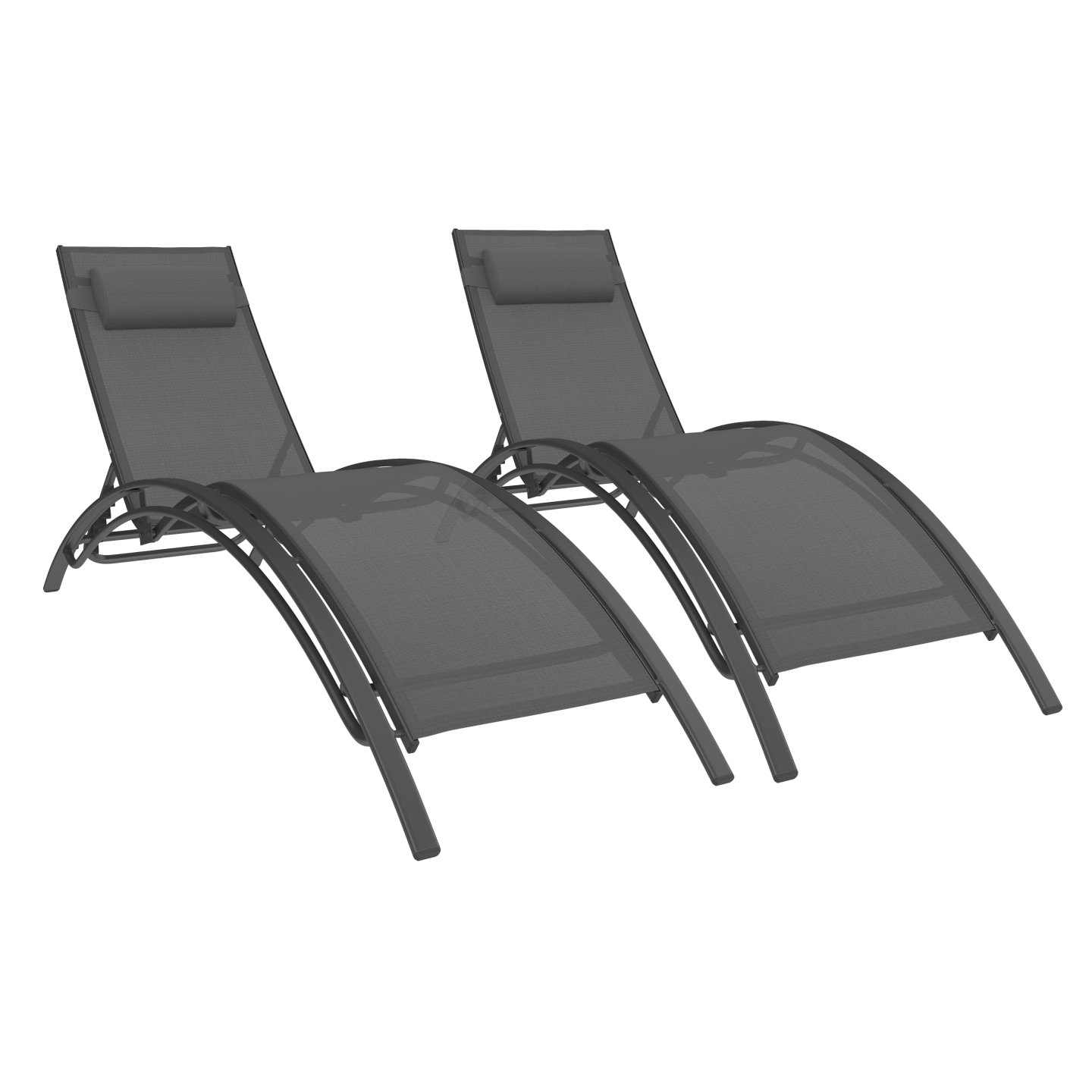Idmarket – Lot De 2 Transats Inclinables En Acier Gris Anthracite