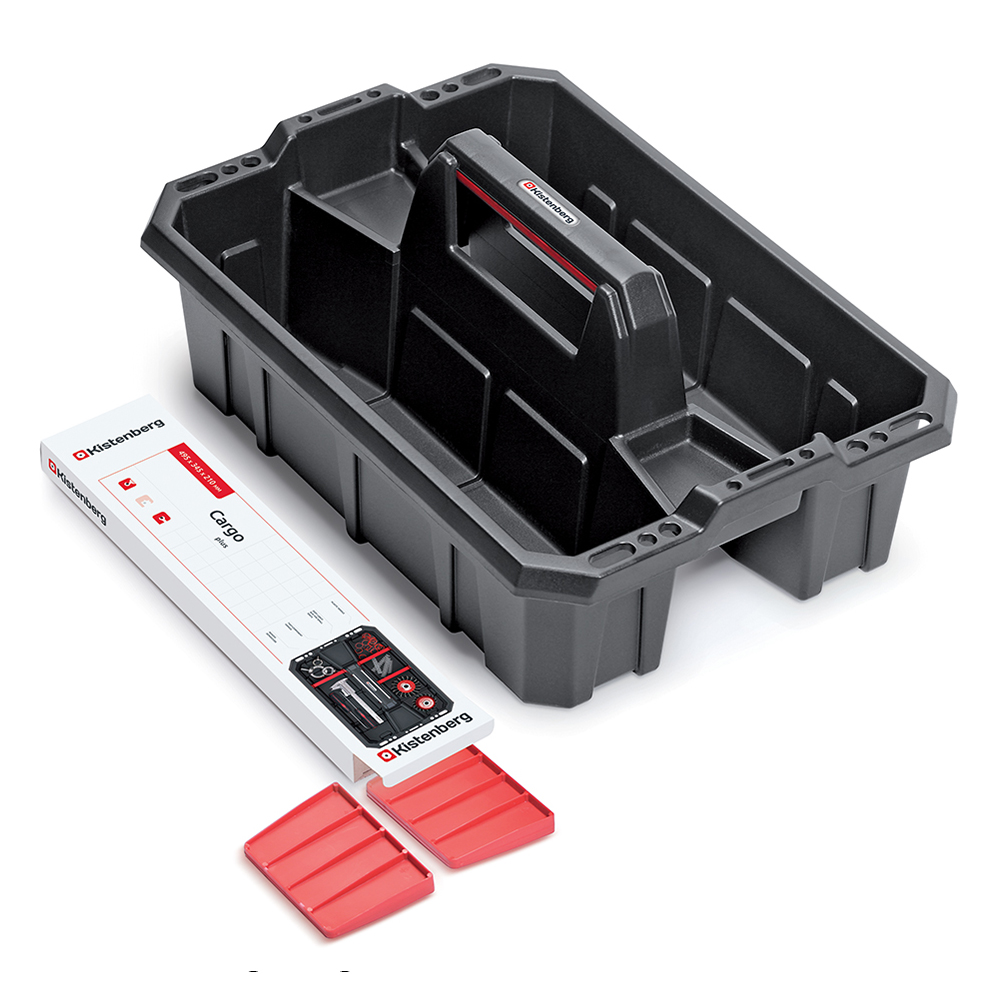 Kistenberg Schwarz Werkzeugtrage Werkzeugbox Träger Koffer Tragekasten Leer Cargo Plus, Version: Kca50s, 495 X 345 X 210