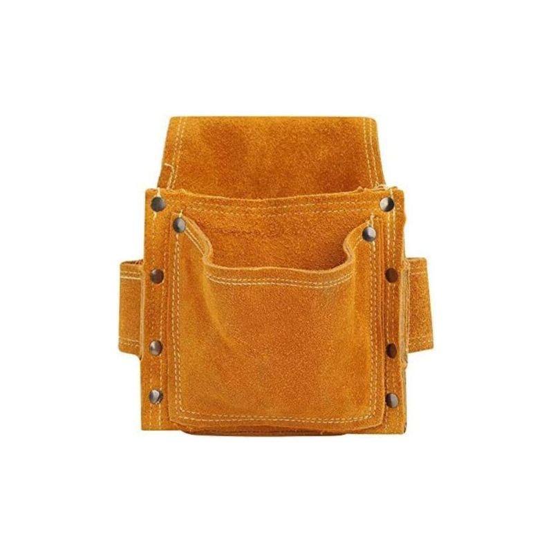 Pochette à outils ceinture en cuir de vache épais, rivets renforcés, marron