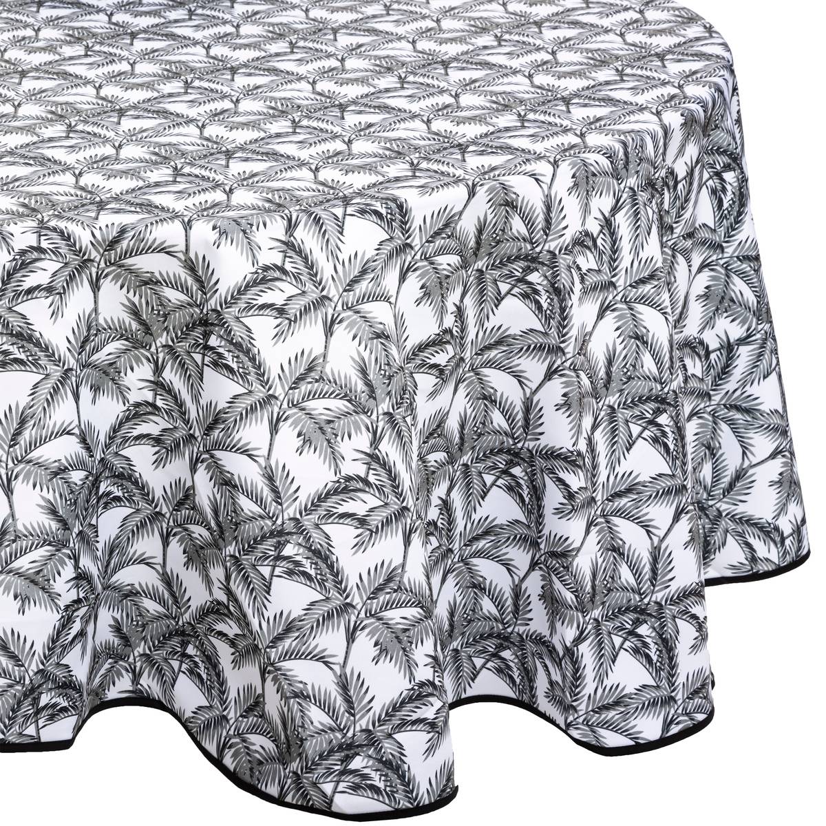 Atmosphera Créateur d'intérieur - Nappe Antitache Imprimée "Palmier" 180cm Gris