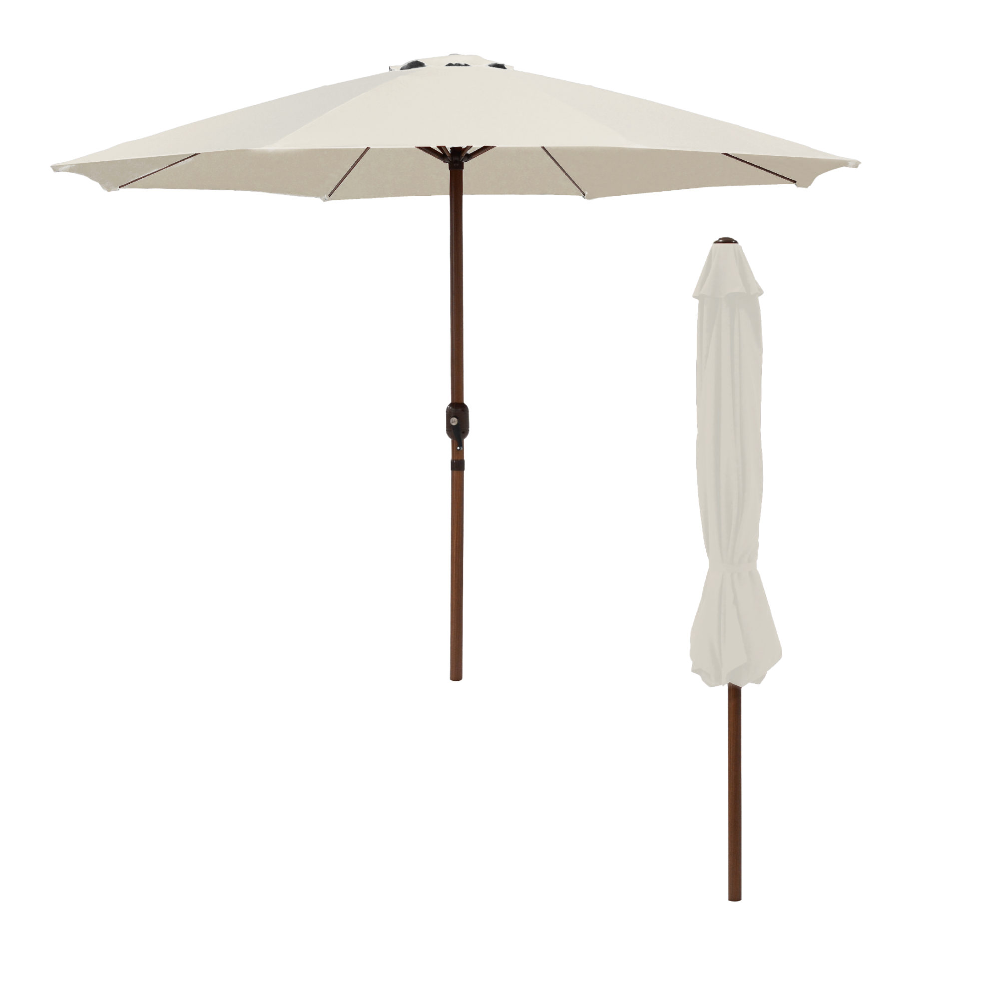 Jj. - Parasol Droit Rond Effet Bois Ø300cm