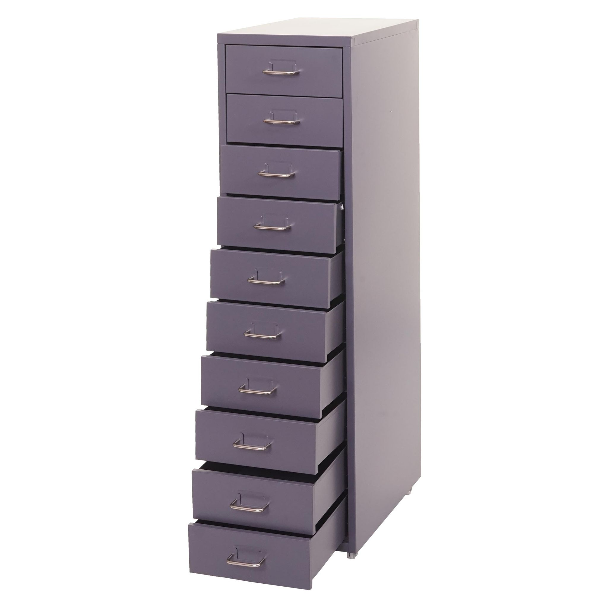 Décoshop26 - Caisson À Tiroirs Armoire De Bureau 110 X 28 X 41 Cm 10 Tiroirs En Acier Gris Foncé 040008256
