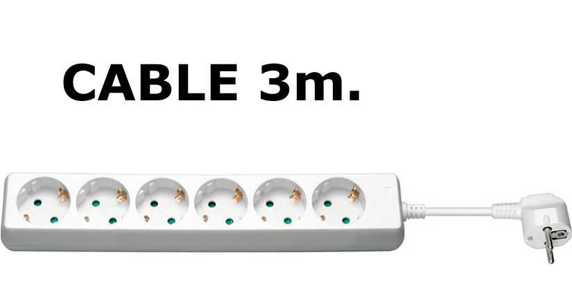 Microconnect Weiss Steckdosenleiste, 6-Way Power (6X, Cee 7/3, 3 M) - Image 2