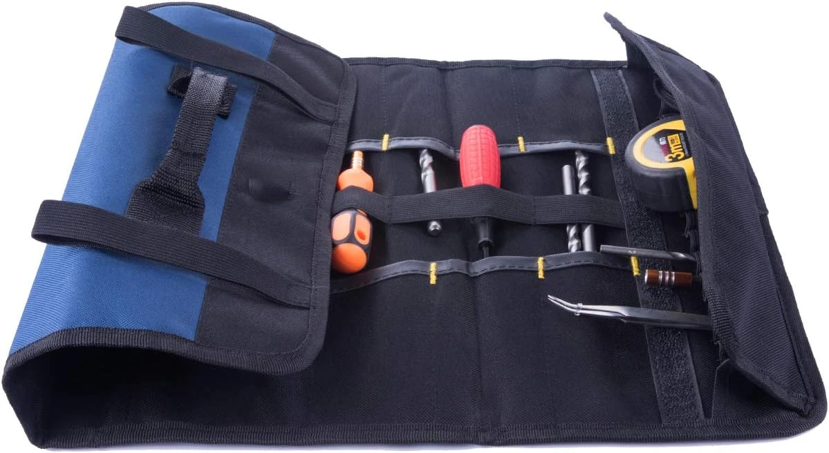 Sac à outils enroulable 22 poches en polyester 600D, noir, 58 x 36 cm
