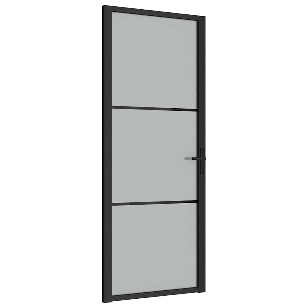 Interior Door 83x201.5 Cm Black Matt Glass And Aluminium Vidaxl