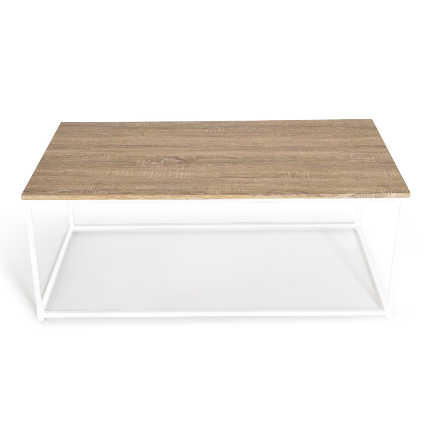 Idmarket - Table Basse Rectangulaire Detroit 113 Cm Design Industriel Bois Et Métal Blanc