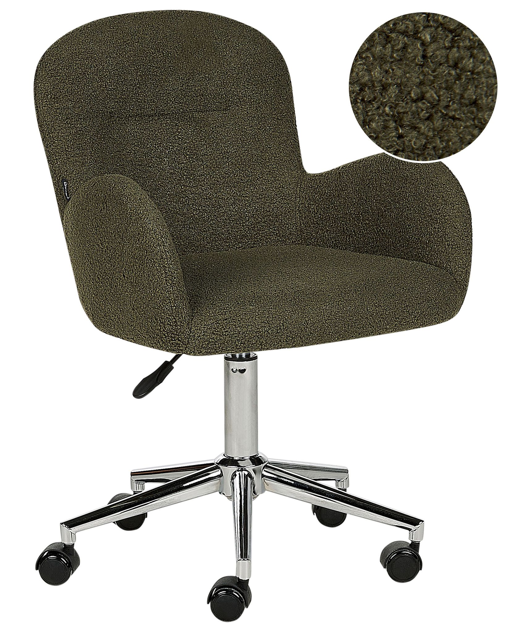 Beliani Desk Chair Priddy Boucle Dark Green