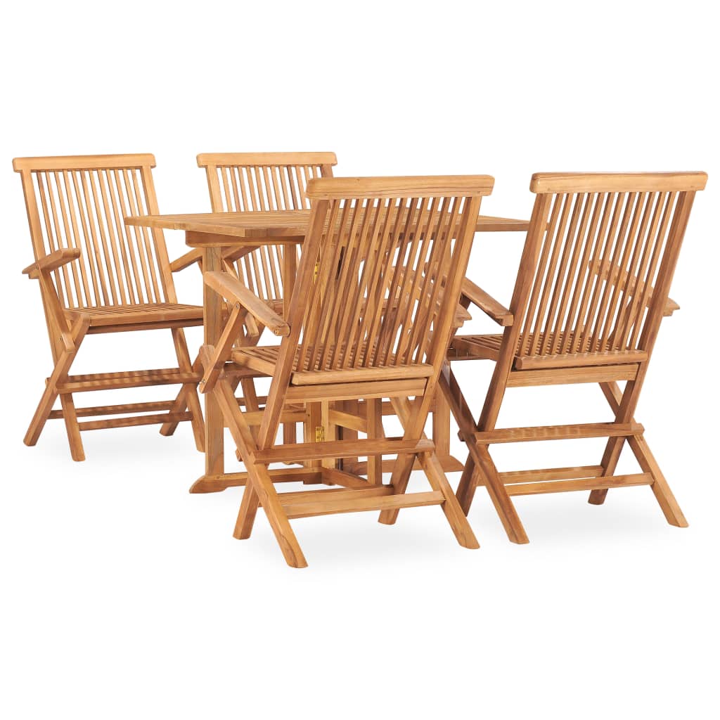 Vidaxl Braun 5-Tlg. Garten-Essgruppe Klappbar Massivholz Teak