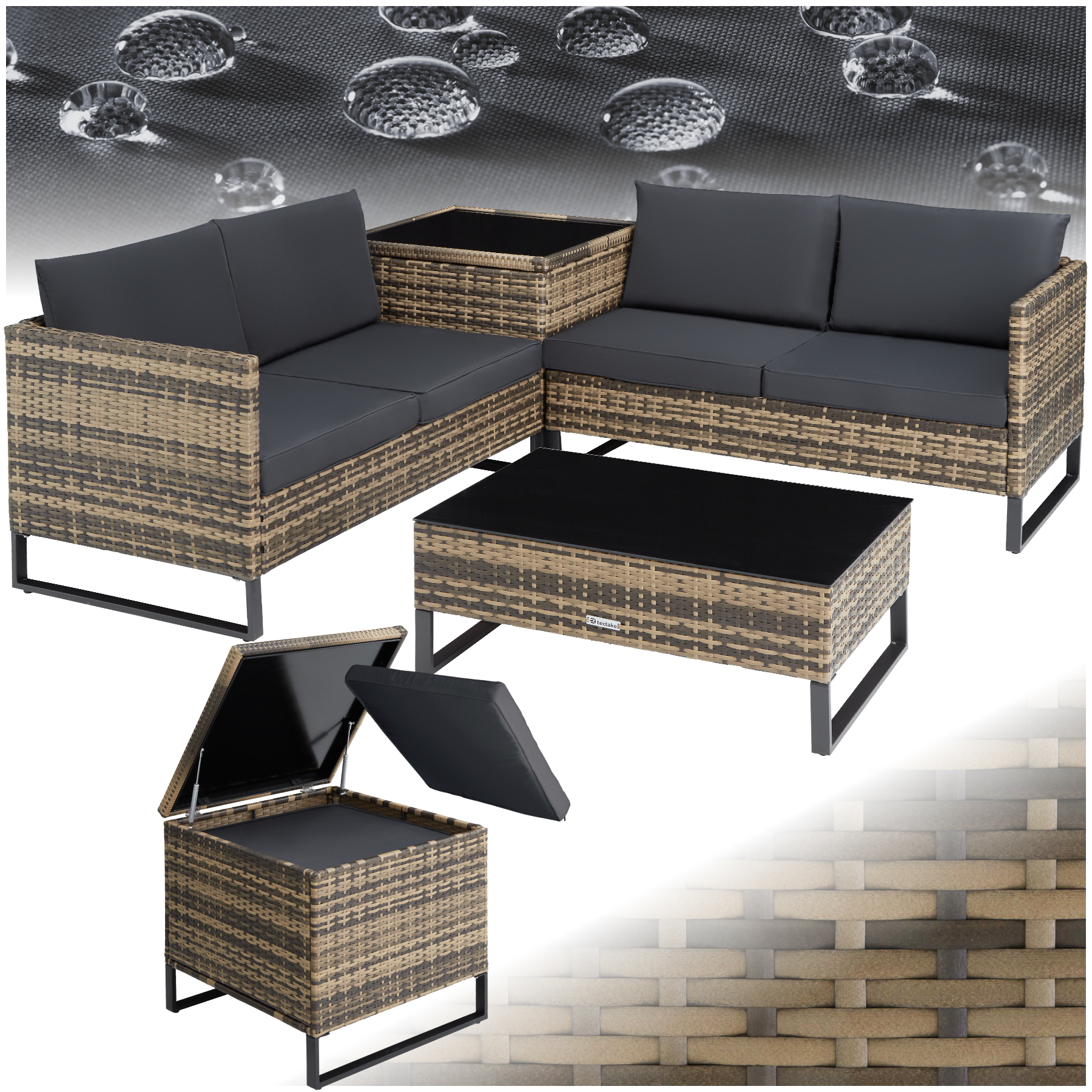 Tectake - Salon De Jardin En Polyrotin Ostuni - Marron Naturel