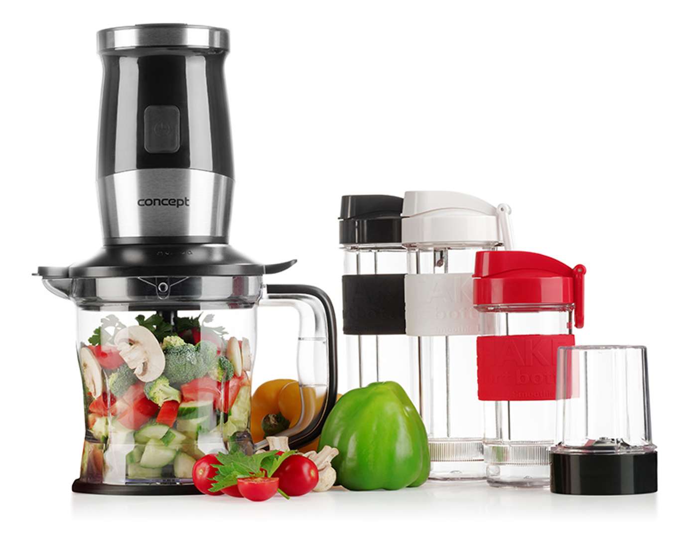 CONCEPT Hausgeräte SM3390 Smoothie Mixer Fresh and Nutri, 1200 ml Zerkleinerer, 3 Tritan-Trinkflaschen, 700 W, schwarz [Energieklasse a] - Bild 4