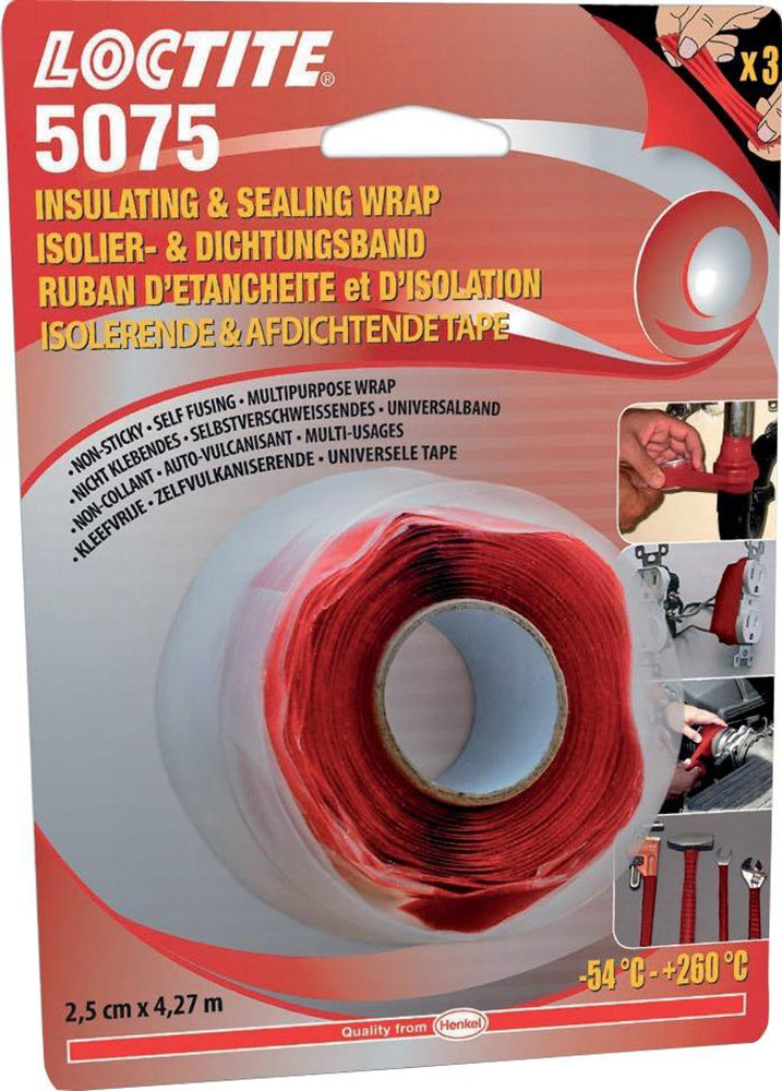 Loctite Rot Si 5075 Silikon-Isolier- Und Dichtungsband 2,5 Cm X 4,27 M – Haftet Nur Auf Sich Selbst, Dichtet Schläuche Und Kabel Schnell Ab, Zur Reparatur Elektrischer Isolierungen - Bild 4