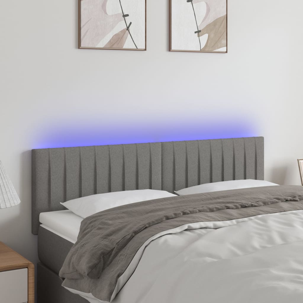 Tête De Lit À Led Gris Foncé 144x5x78/88 Cm Tissu Vidaxl