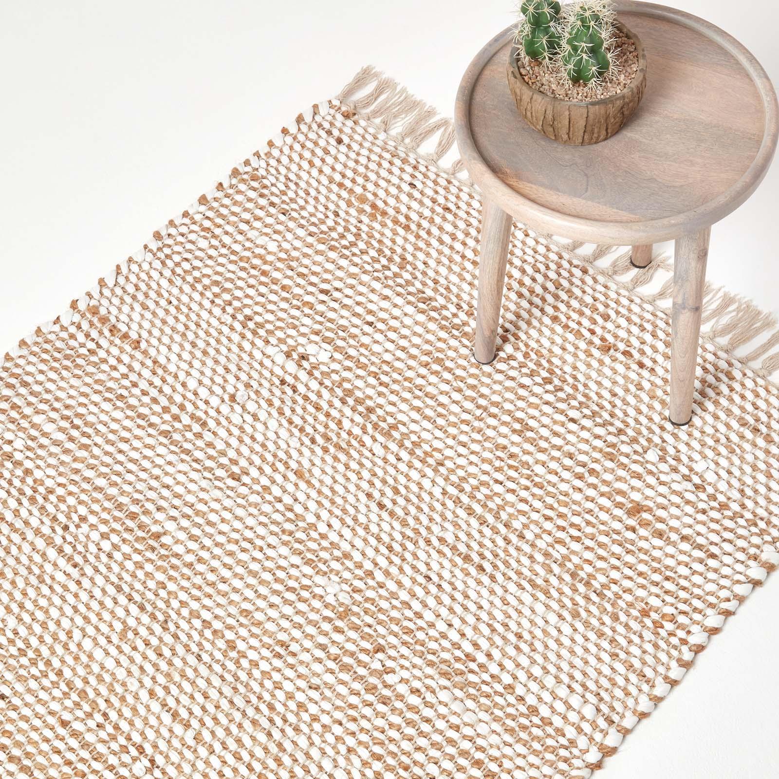 Homescapes - Horizon Neutral Chevron Hemp Chindi Rug, 66 X 200 Cm